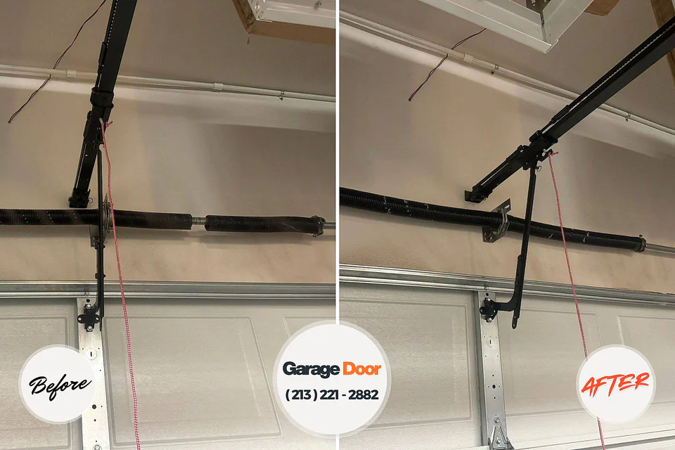 Before and after: garage door repair Lexington, OK